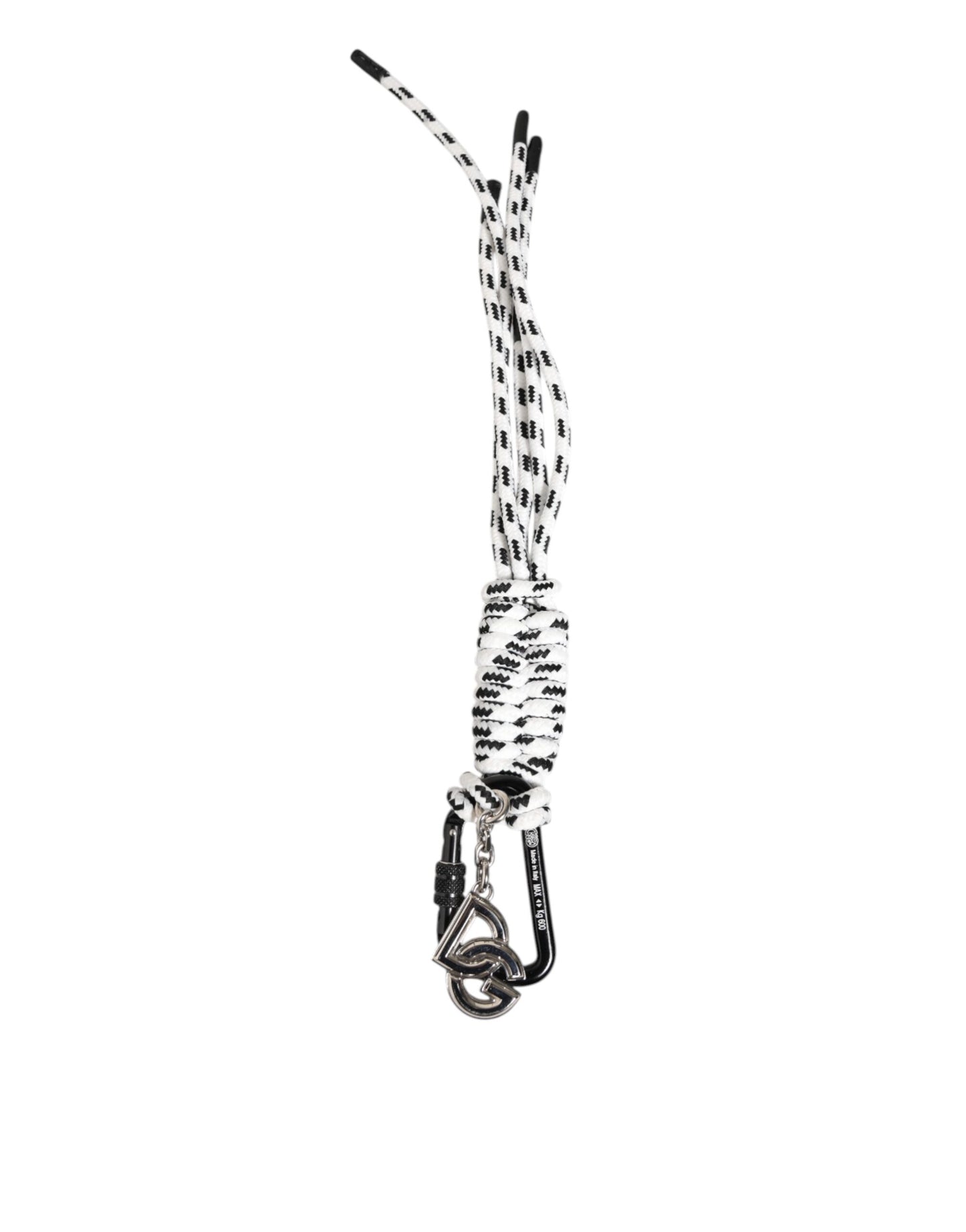 Black White Polyester Tape String DG Logo Keychain Keyring