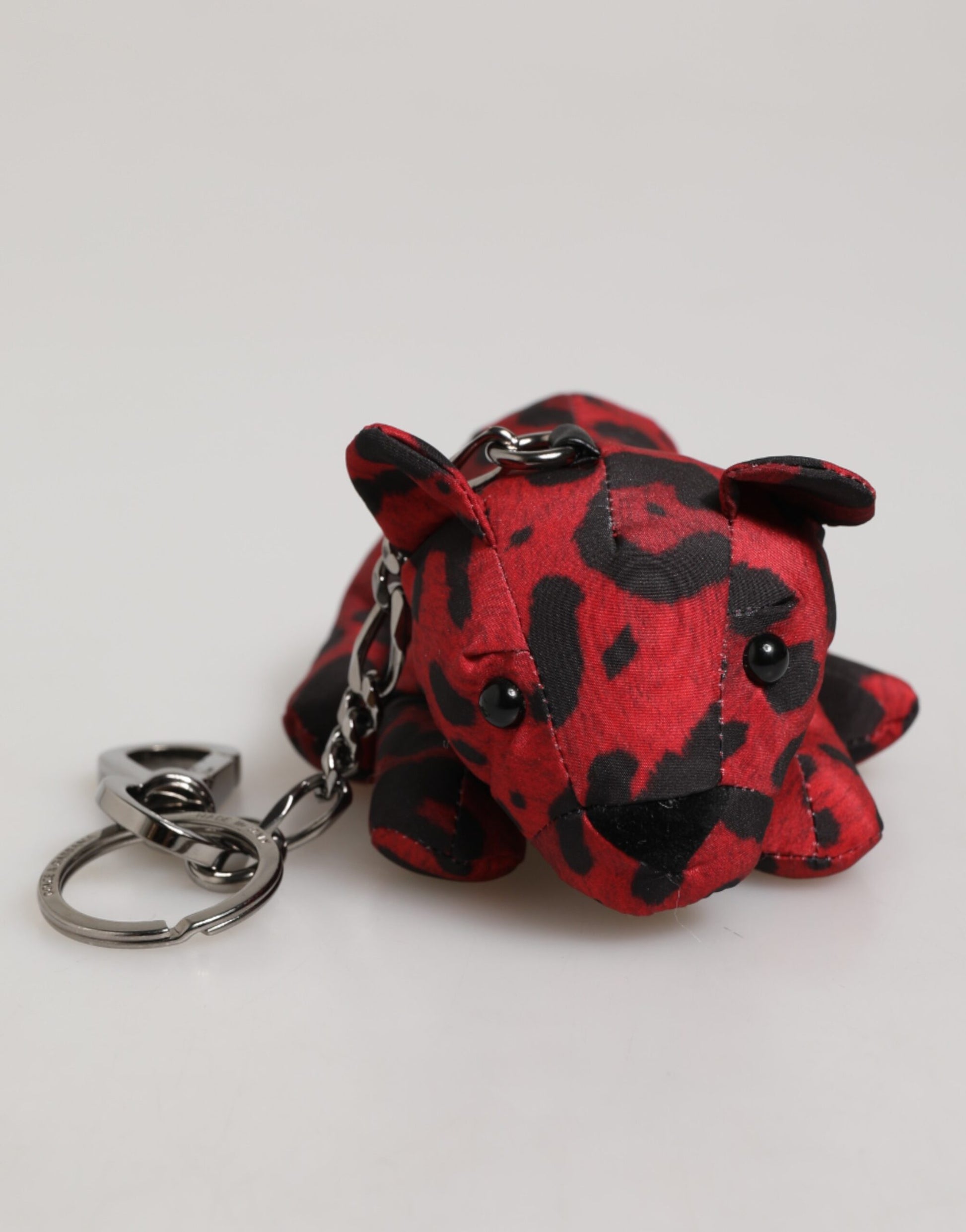 Red Black Polyester Animal Silhouette Bag Keychain Keyring