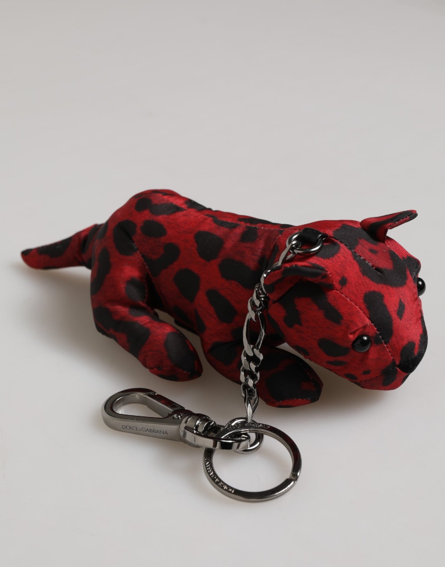 Red Black Polyester Animal Silhouette Bag Keychain Keyring