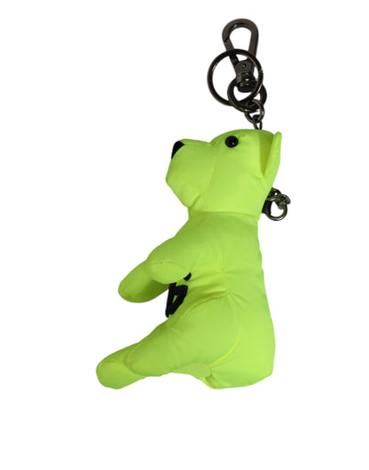 Neon Green Bear Embroidered Logo Men Keychain Clasp  Keyring