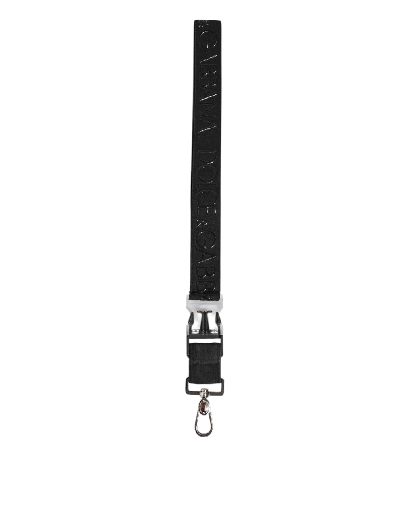 Black Polyester Stretch Rubberised DG Logo Men Keychain