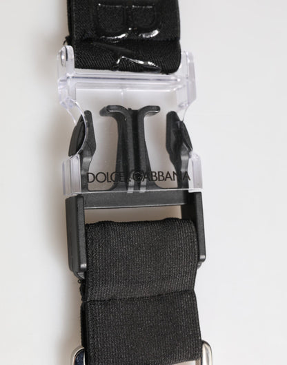 Black Polyester Stretch Rubberised DG Logo Men Keychain