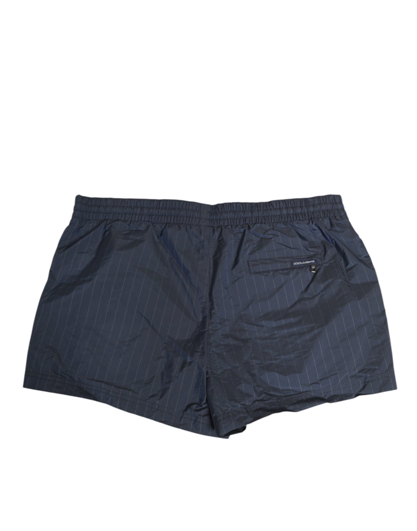 Navy Blue Polyester Nylon Pinstripe Men's Swimwear