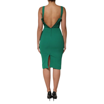 Dark Green Sleeveless Rayon Bodycon Dress