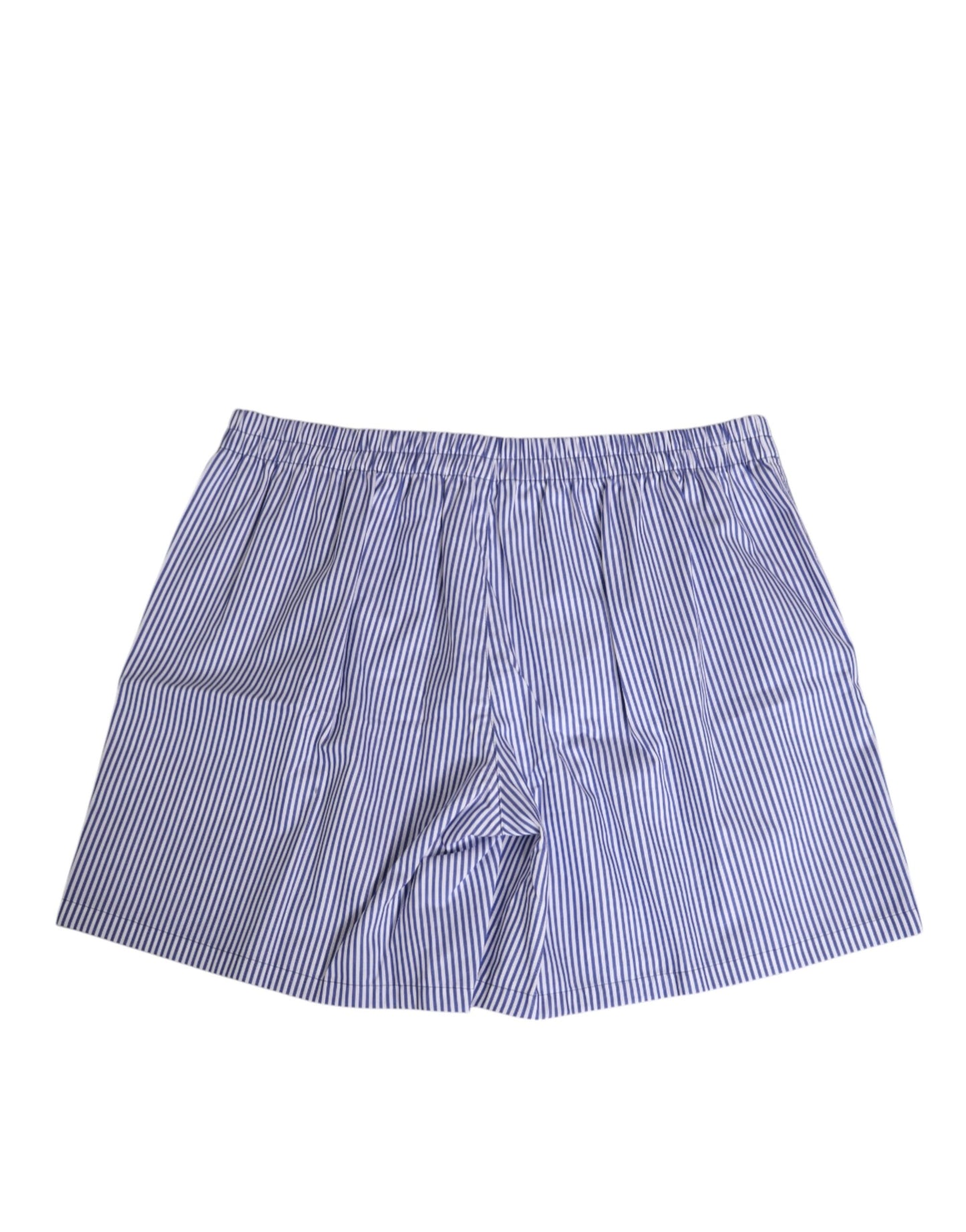 Blue White Cotton Striped Button Fly Shorts Swimwear
