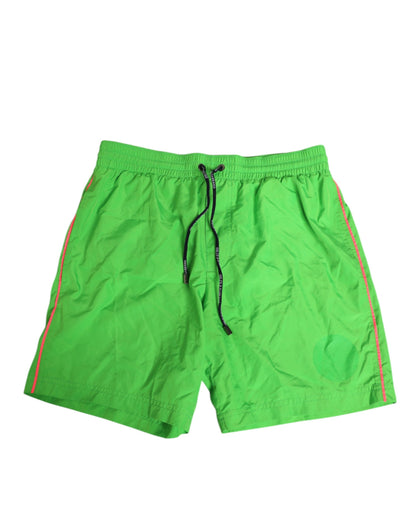 Green Nylon Drawstring Men Shorts Swimwear