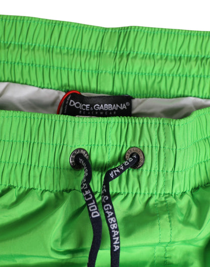 Green Nylon Drawstring Men Shorts Swimwear