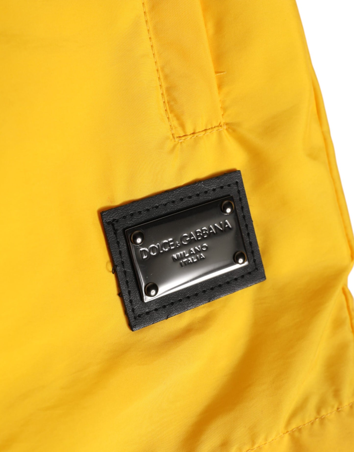 Yellow Nylon Logo Plaque Boxer Shorts Swimwear