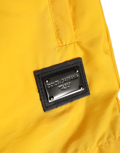 Yellow Nylon Logo Plaque Boxer Shorts Swimwear