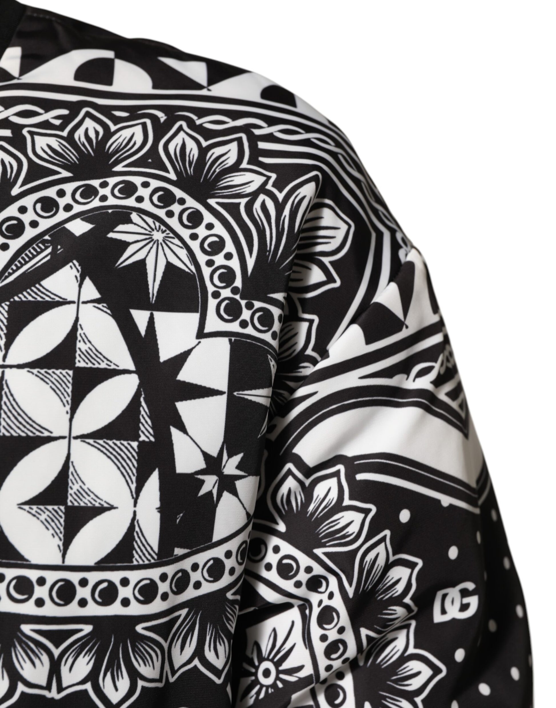 Black White Bandana Print Bomber Jacket