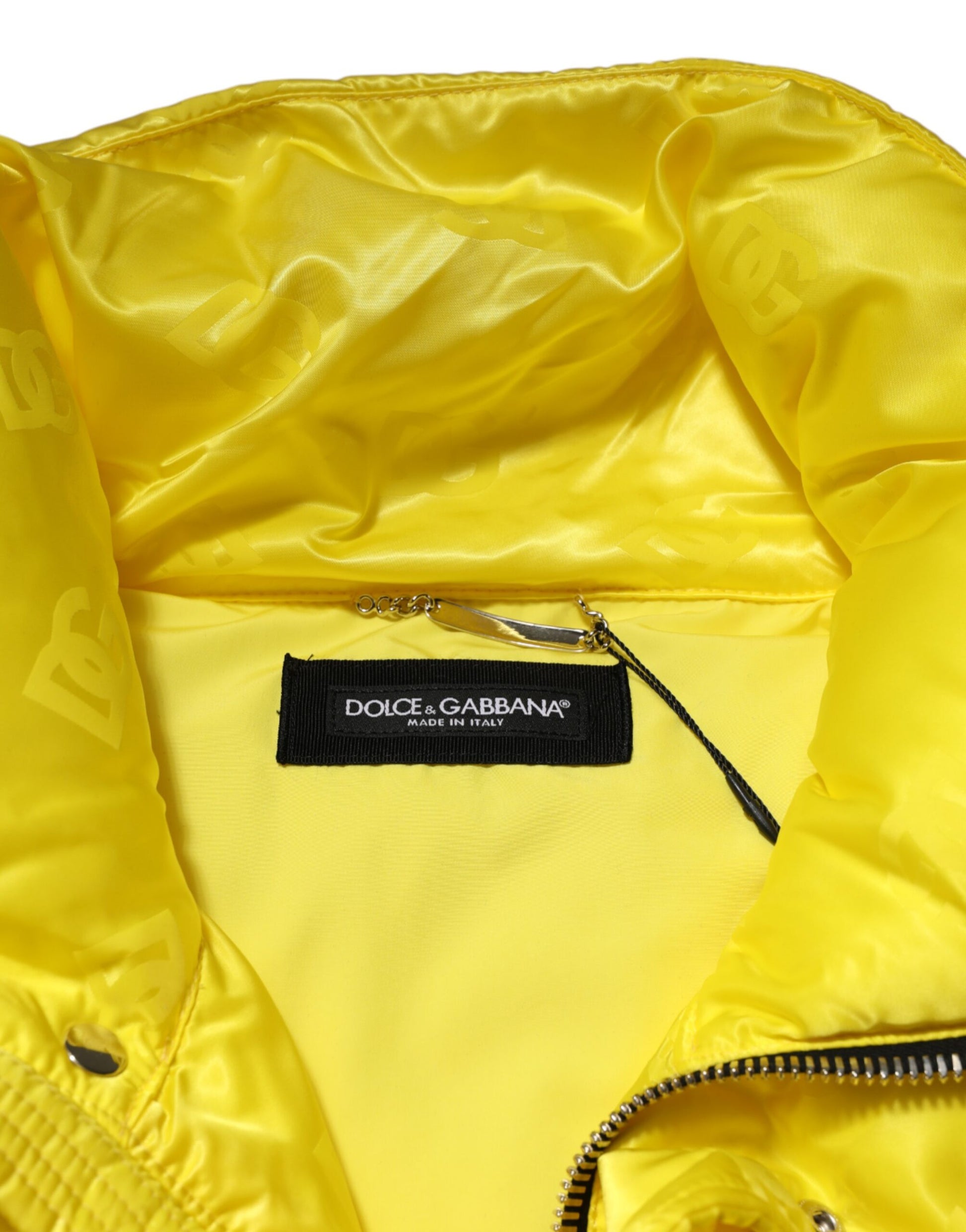 Yellow Nylon Logo Puffer Bomber Men Jacket