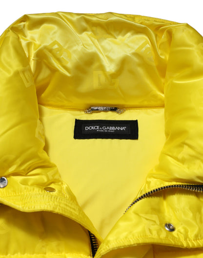 Yellow Nylon Logo Puffer Bomber Men Jacket