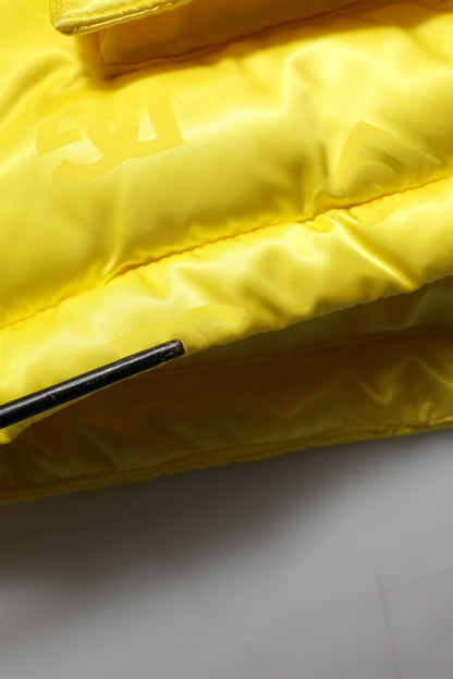 Yellow Nylon Logo Puffer Bomber Men Jacket