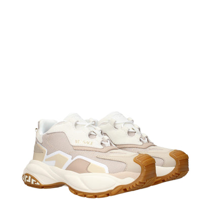 Beige Fabric Chunky Sneakers