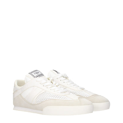 White Fabric Low Top Sneakers