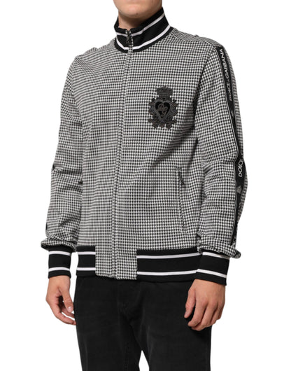 Black White Houndstooth Wool Crest Jacket Sweater
