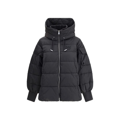 Black Polyester Full-Length Jacket