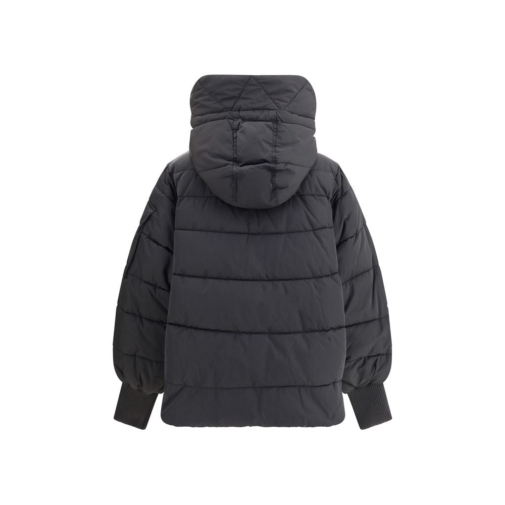 Black Polyester Full-Length Jacket