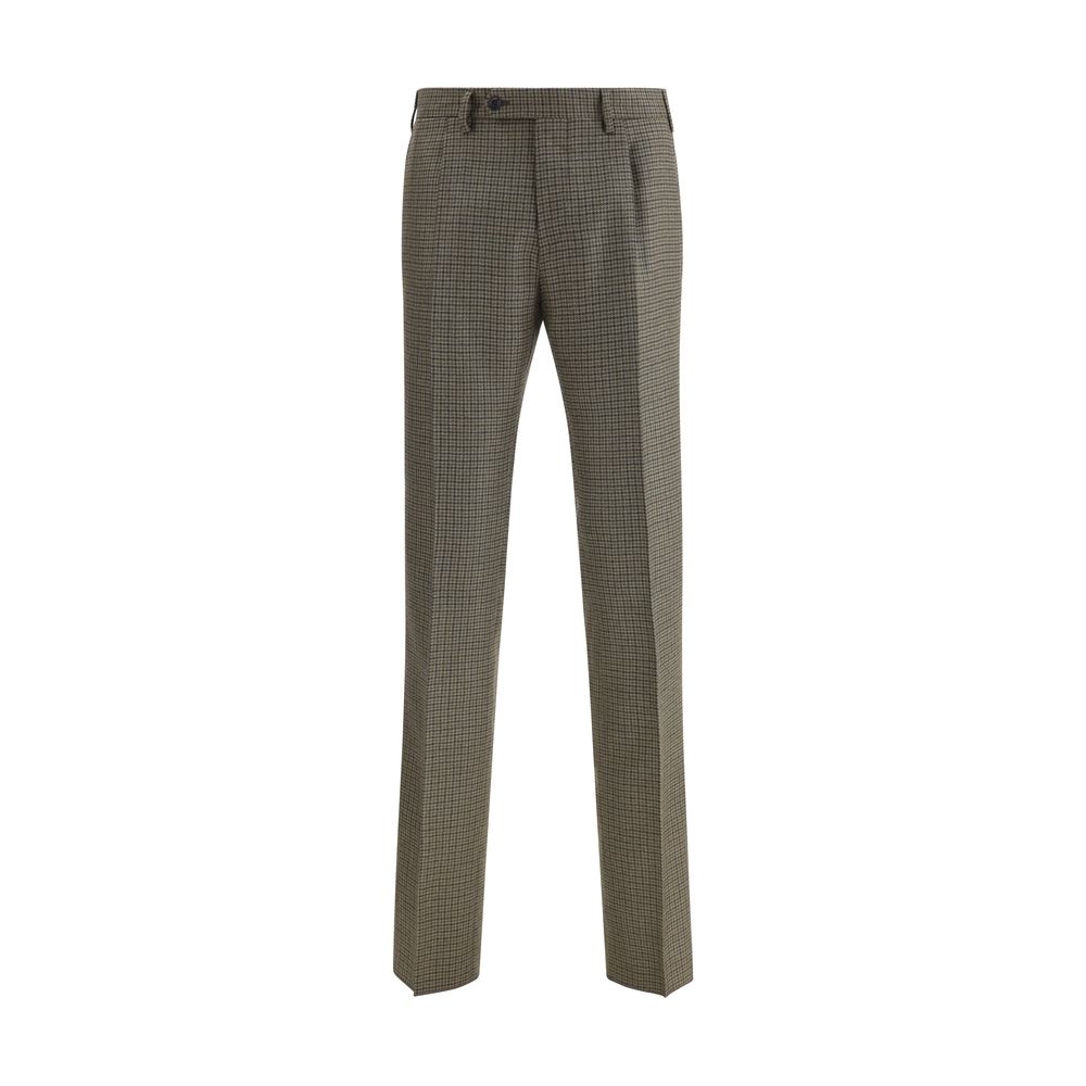 Brown Fleece Wool Casual Pants