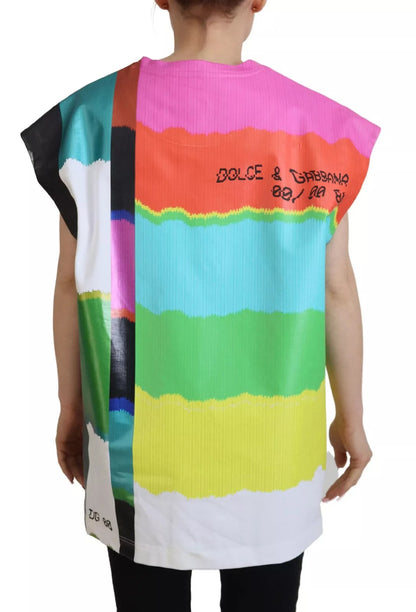 Multicolor Print Blouse Cotton Tank TV Print T-shirt