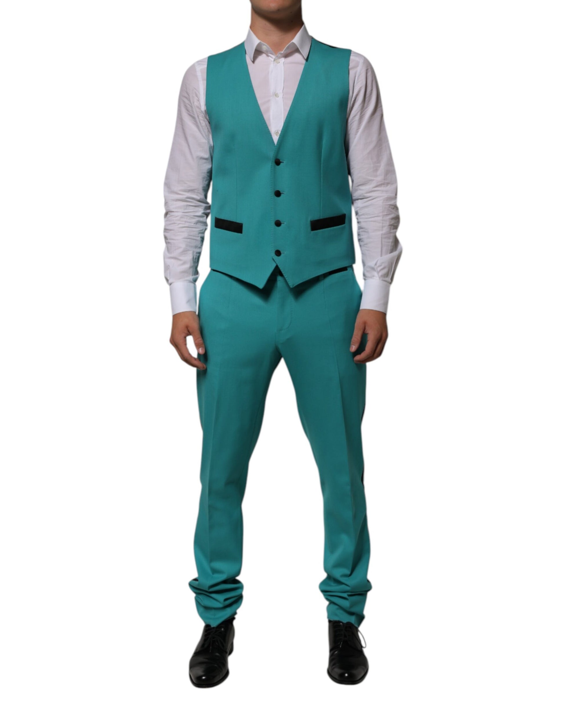 Cyan 3 Piece Wool Silk Blend Suit SICILIA