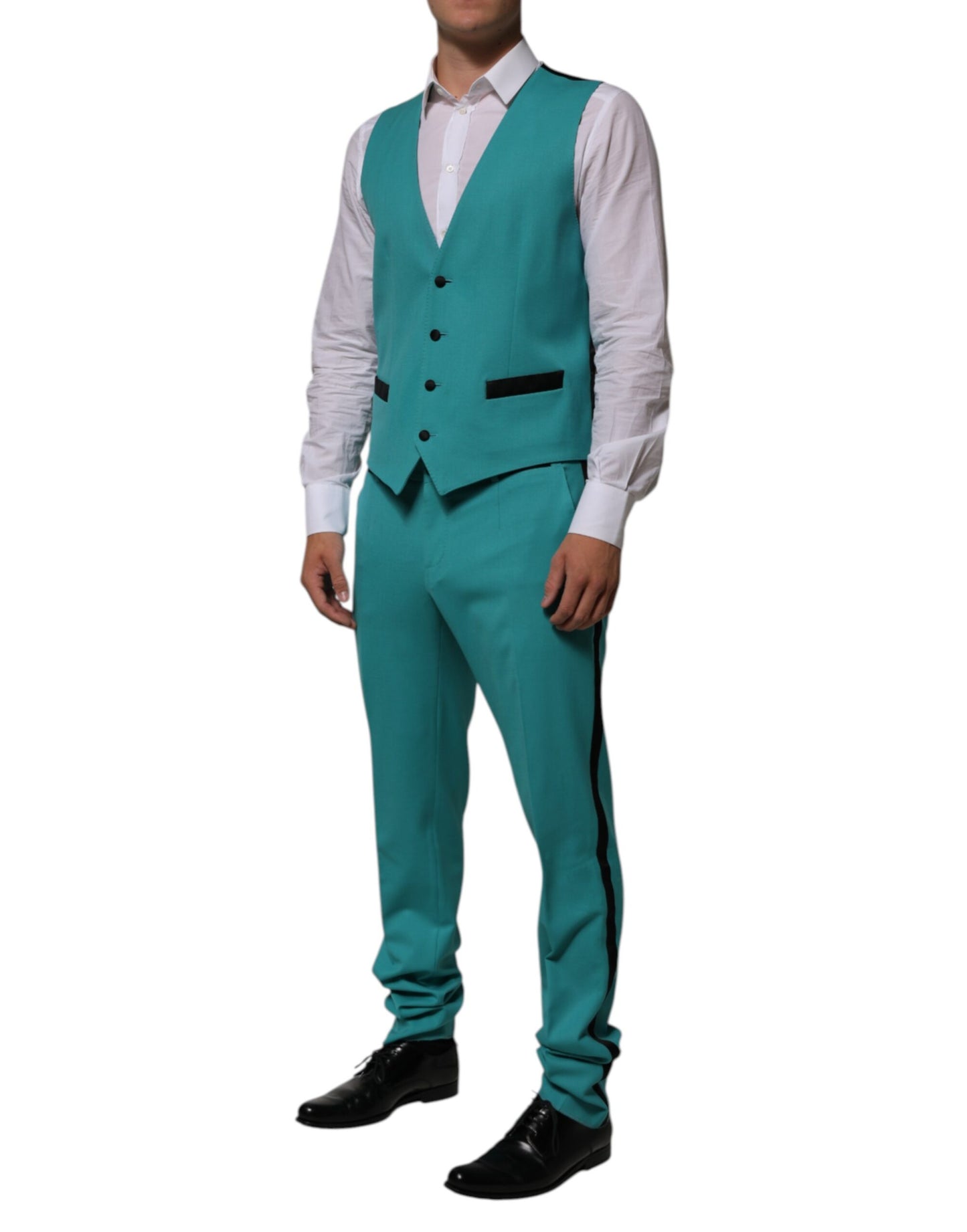 Cyan 3 Piece Wool Silk Blend Suit SICILIA