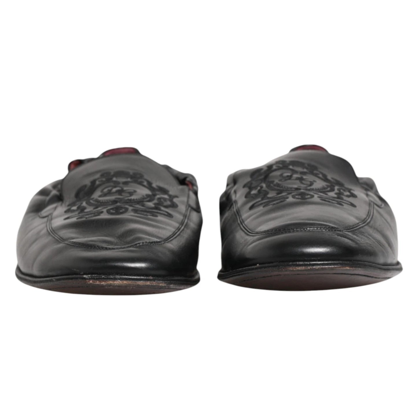 Black Leather Slip On Men Flat Loafers Shoes