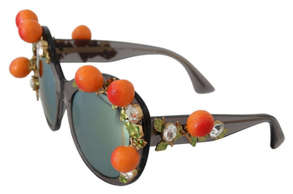 DG4283B Acetate Crystals Orange Appliques Sunglasses