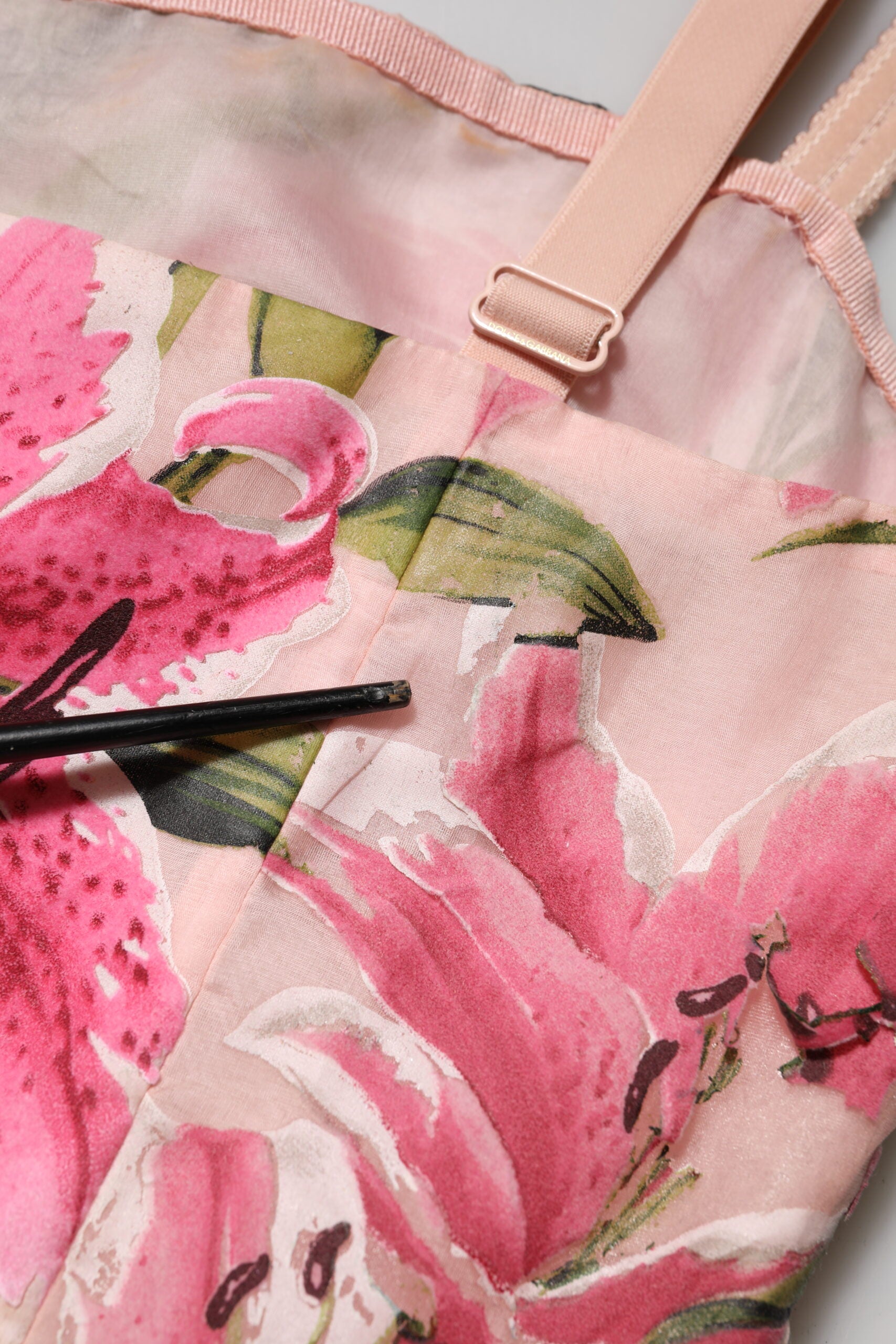 Pink Floral Lily Print Midi Sleeveless Dress