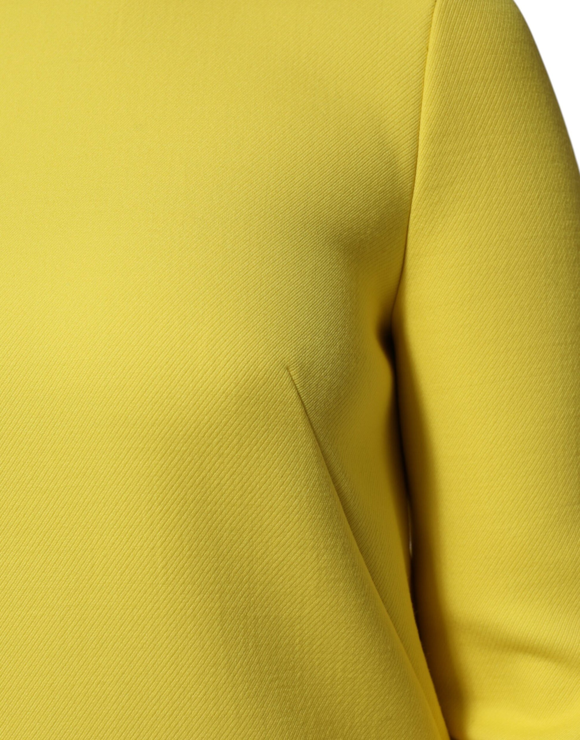 Yellow Viscose Acetate Mini Long Sleeve Dress