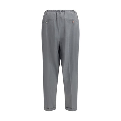 Gray Polyester Casual Pants