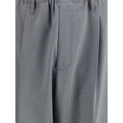 Gray Polyester Casual Pants