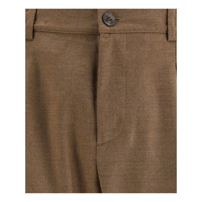 Brown Fleece Wool Casual Pants