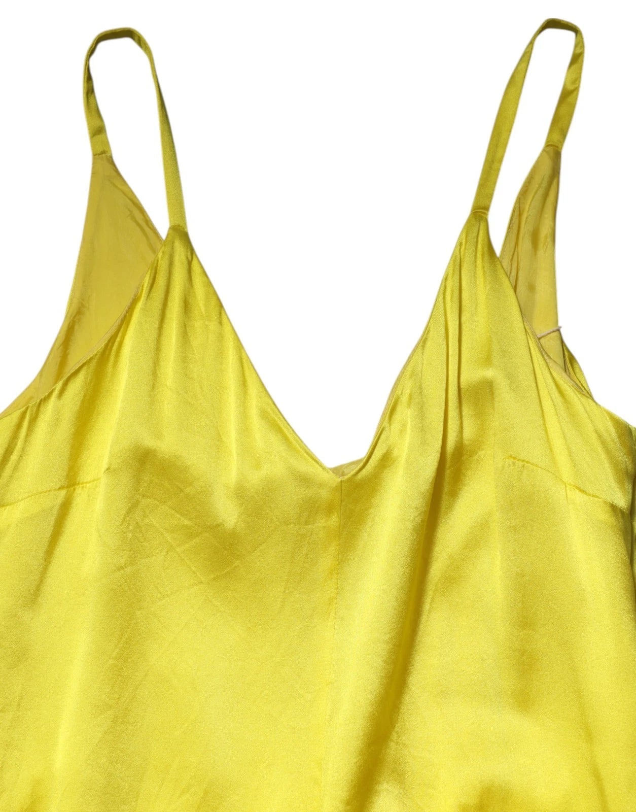 Yellow Silk Satin Slip Maxi Spaghetti Strap Maxi Dress