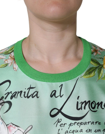 Green Lemon Print Pullover Silk Women Sweater