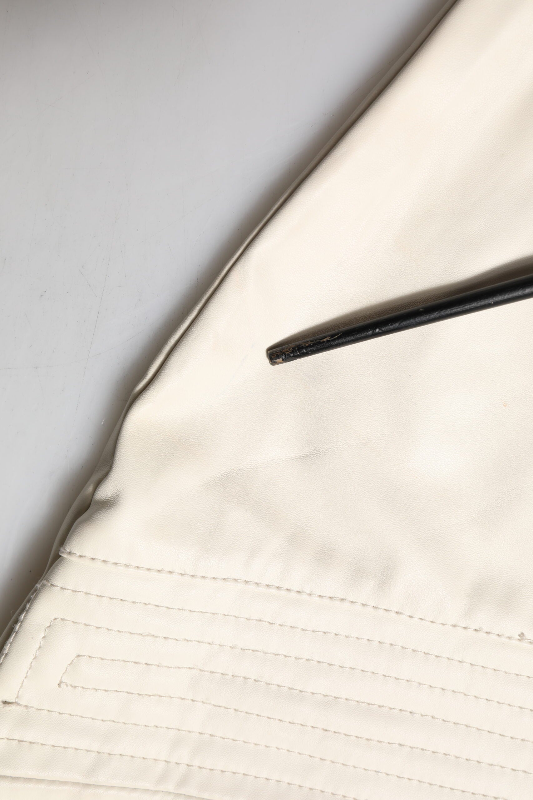 Beige Faux Leather Quilted Mini High Waist Women  Skirt