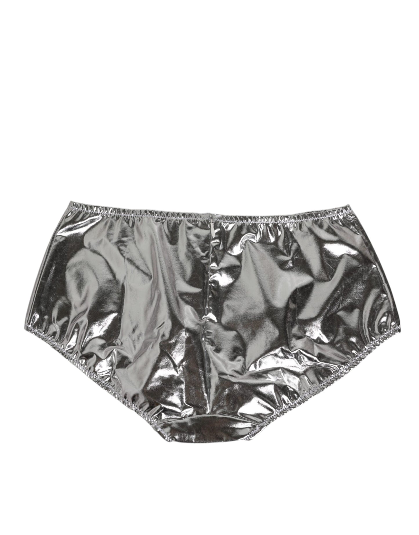 Silver Metallic High Waist Bikini Bottom Women  Underwear