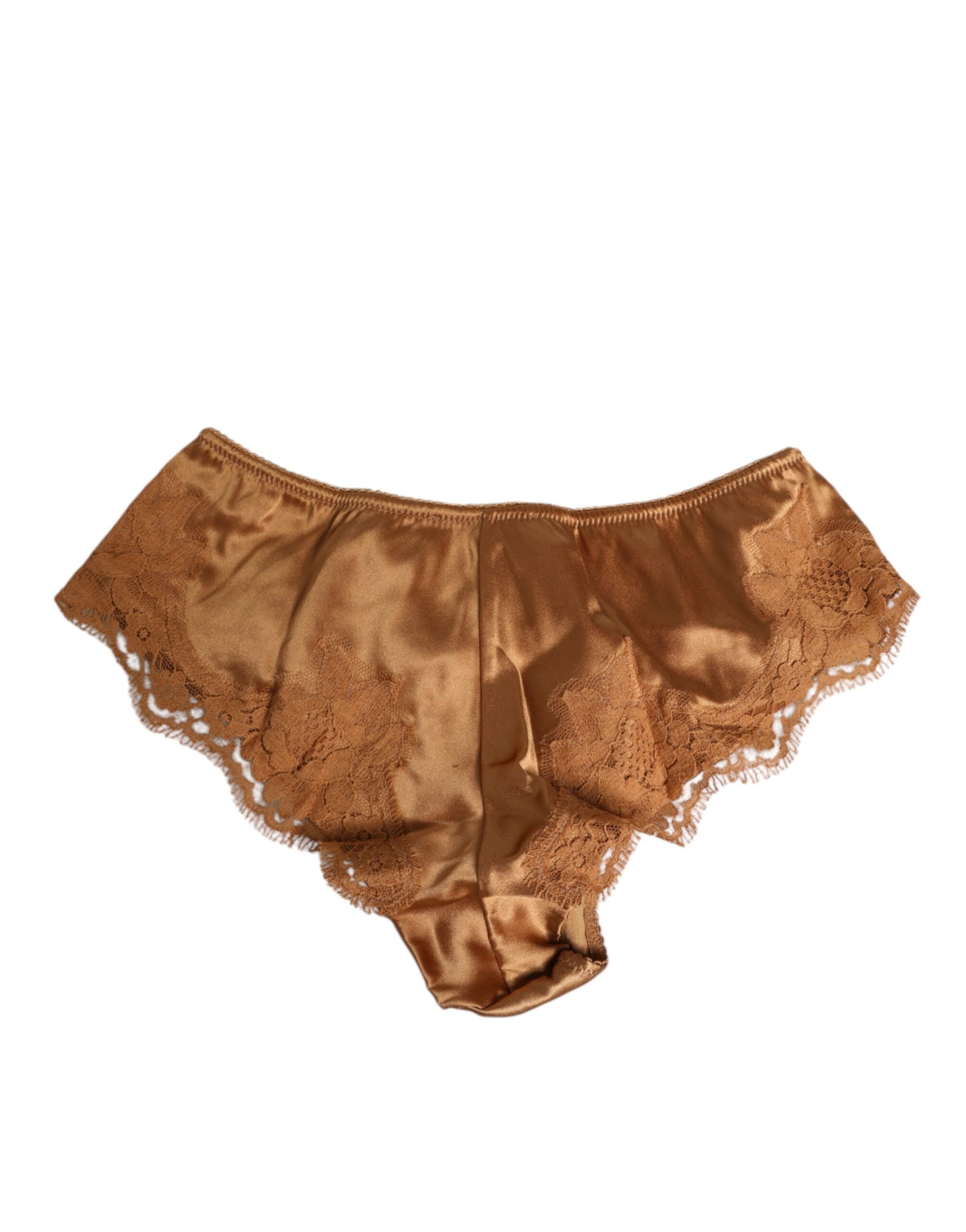 Brown Lace Silk Satin Slip Panties Underwear