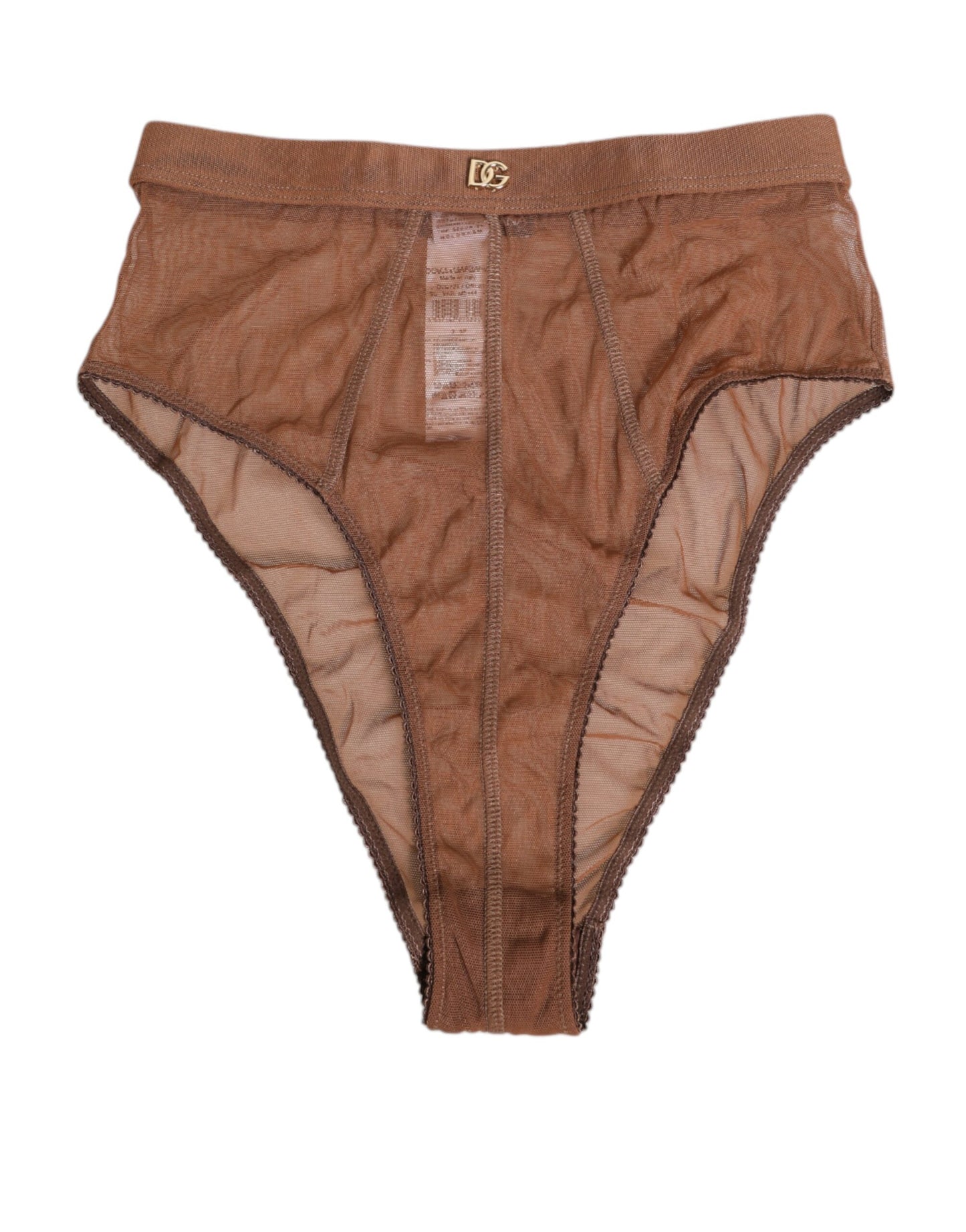 Brown Sheer Mesh High Waist Briefs Underwear