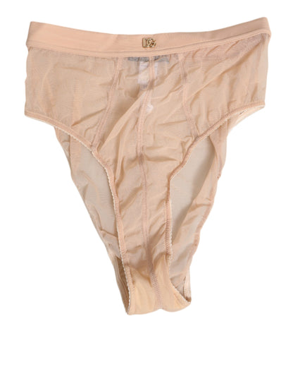 Beige Sheer Mesh High Waist Panty Underwear