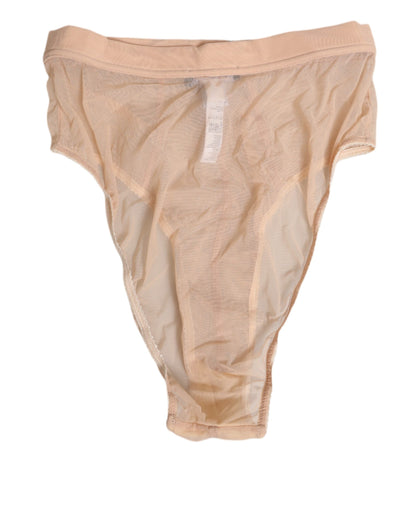 Beige Sheer Mesh High Waist Panty Underwear