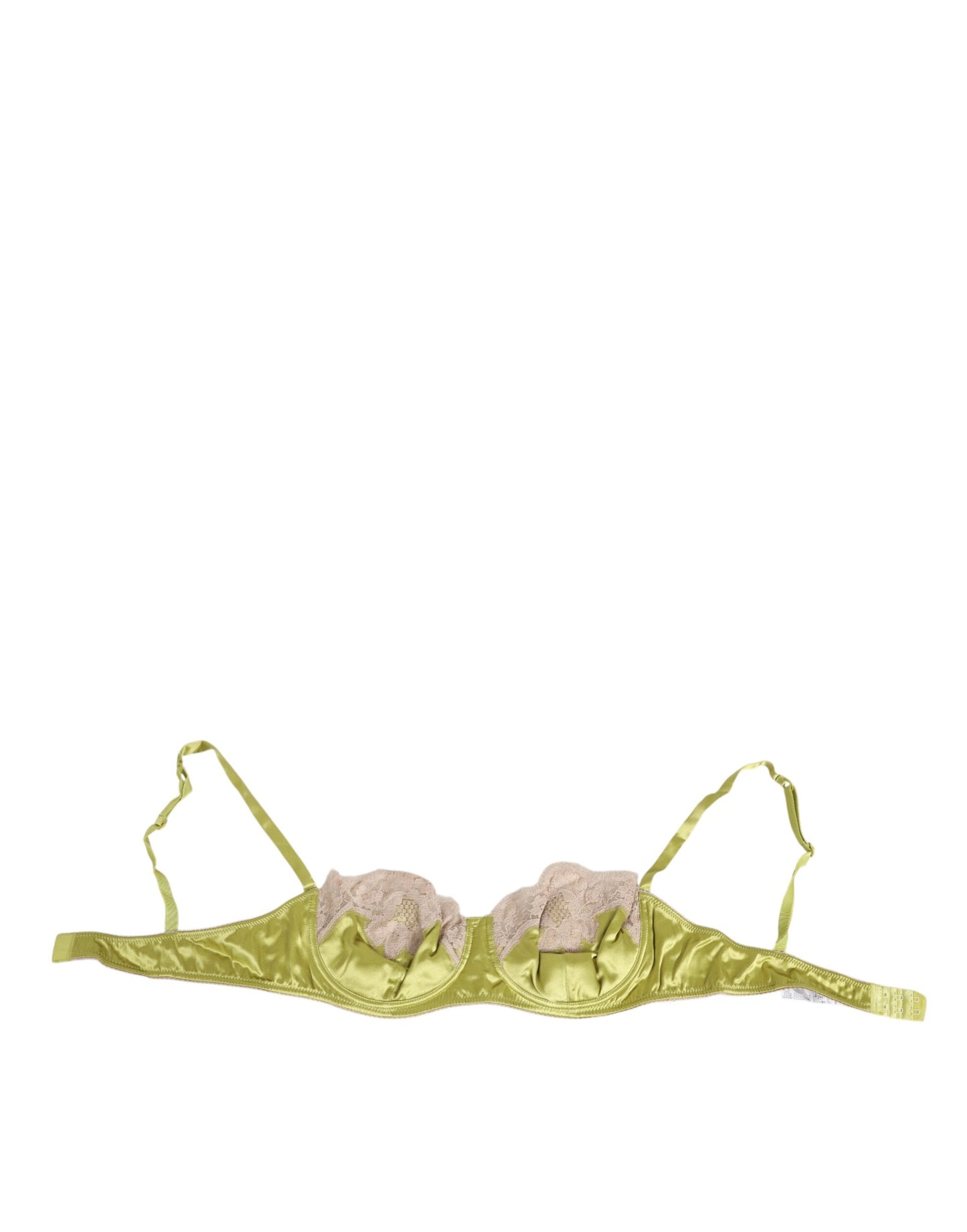 Lime Green Silk Satin Lace Padded Balconnet Underwear