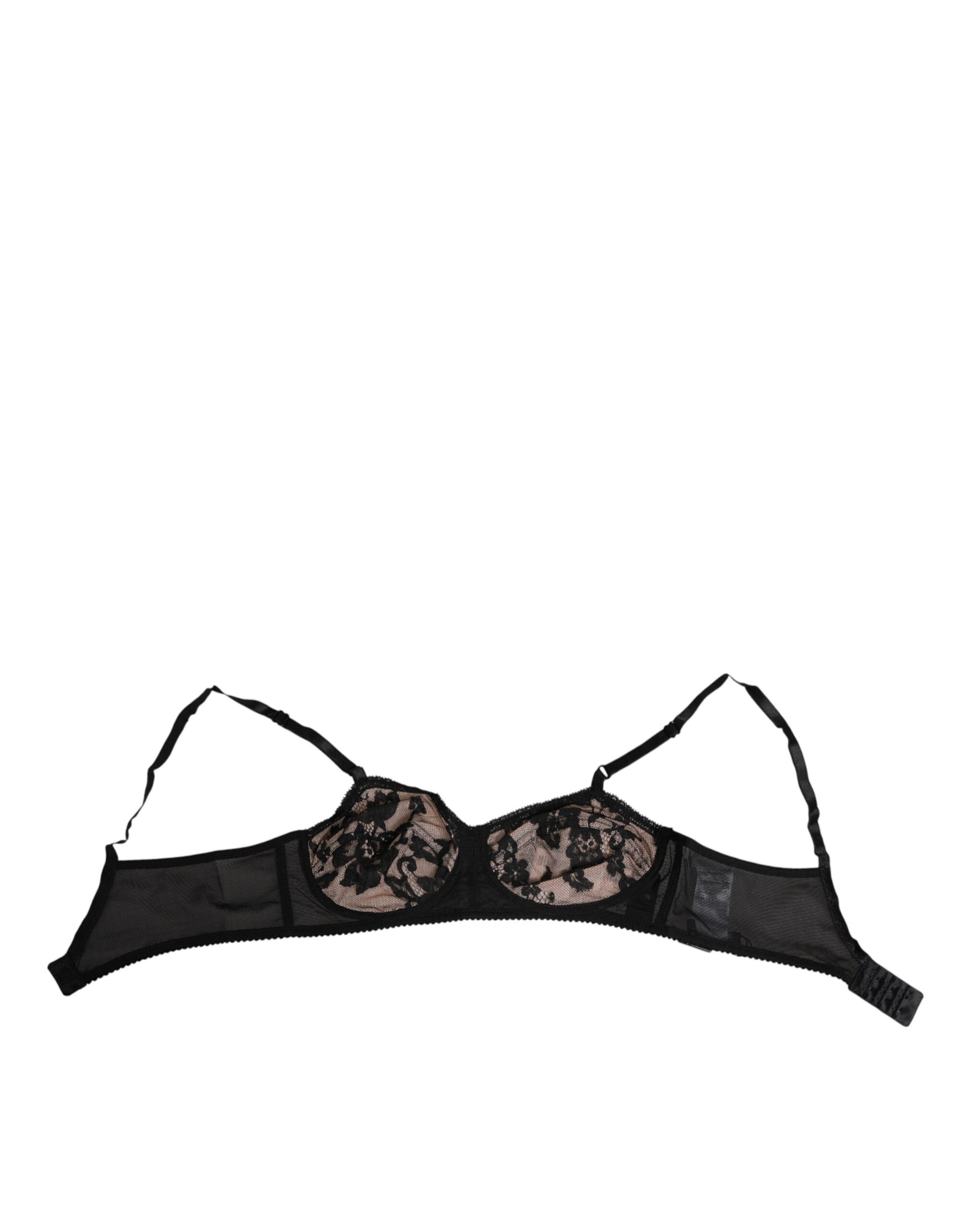 Black Nude Floral Lace Sheer Bra Underwear