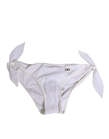 White Side Tie Logo Bikini Bottom Underwear