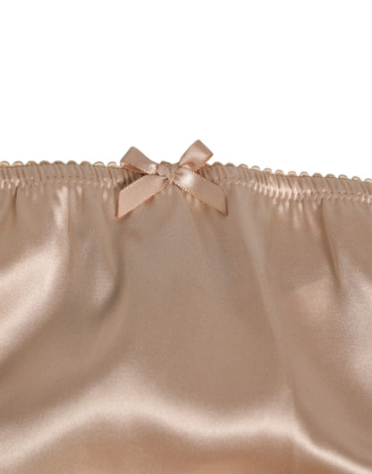 Rosy Beige Silk Satin Lace Trim Panty Underwear