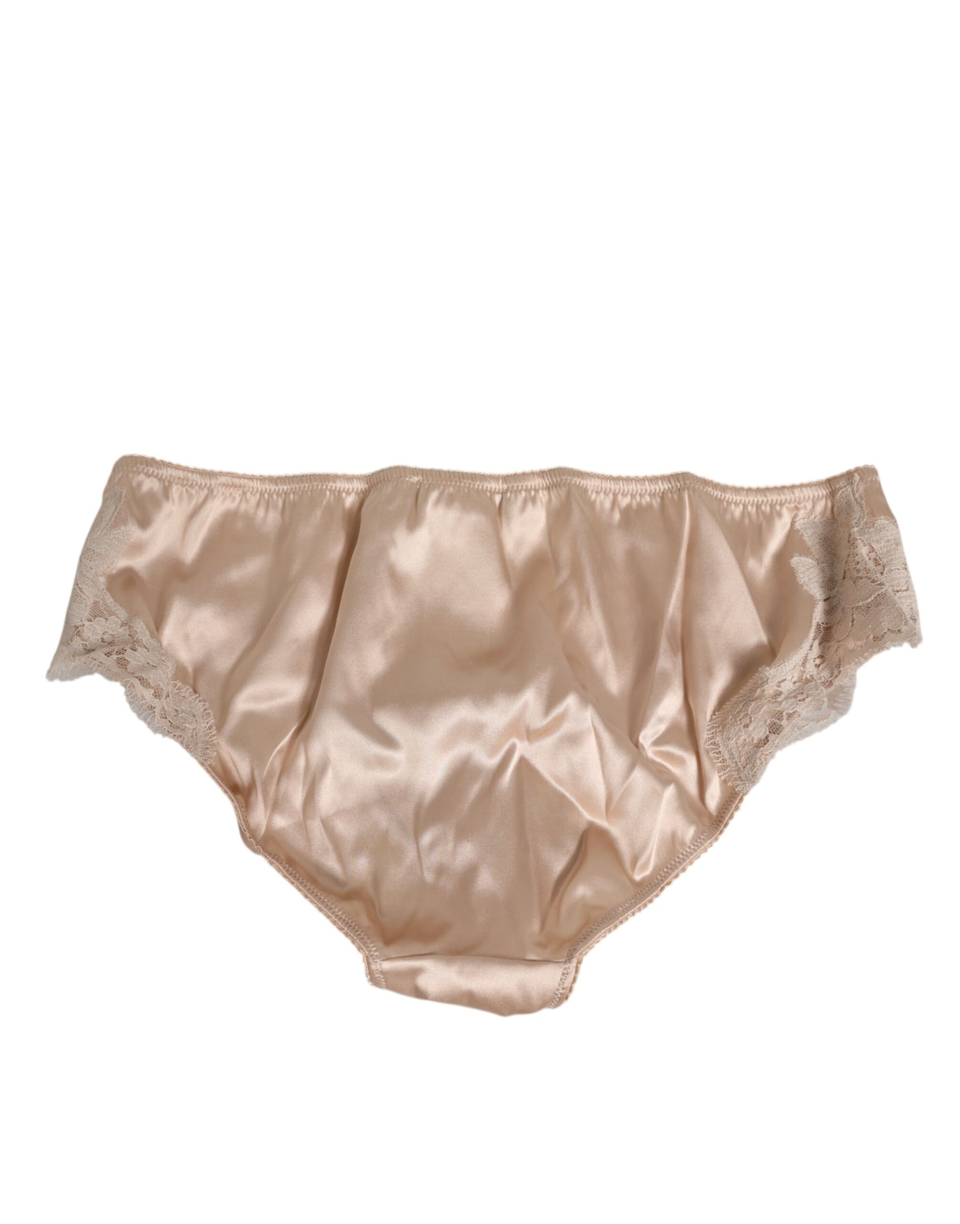 Rosy Beige Silk Satin Lace Trim Panty Underwear