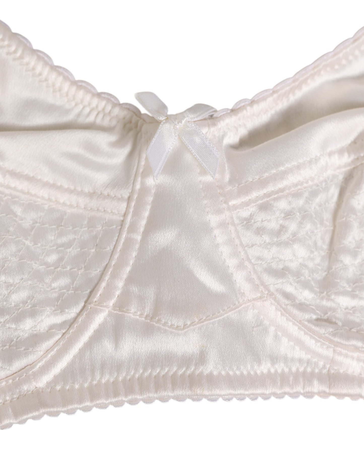 White Silk Satin Soft Cup Lingerie Bra Underwear