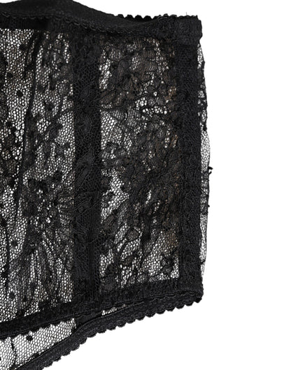Black Lace Polka Dot Mesh High Waist Underwear