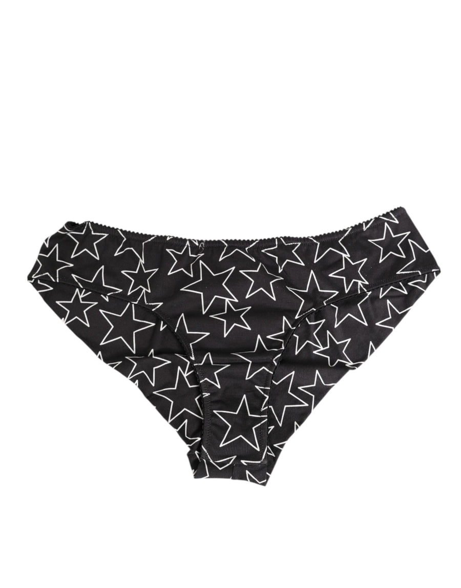 Black White Star Print Cotton Slip Panty Underwear