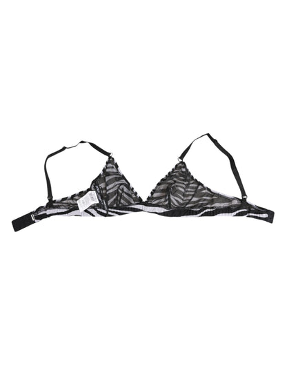 Black White Zebra Print Sheer Mesh Bralette Underwear